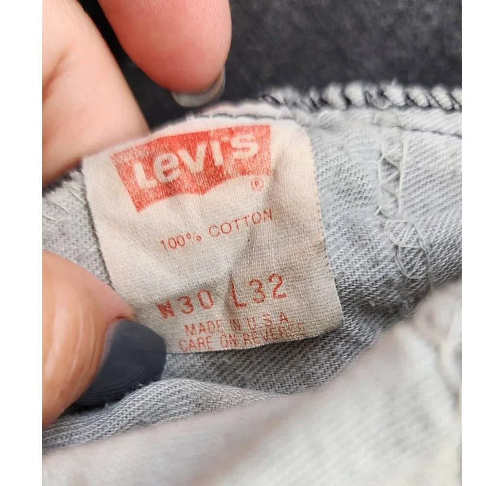 Vintage Levis 505 Made In U.S.A. Late 80's Black Wash Straight Leg Jeans 30 X 32